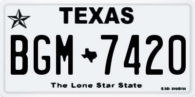 TX license plate BGM7420