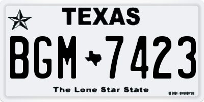TX license plate BGM7423