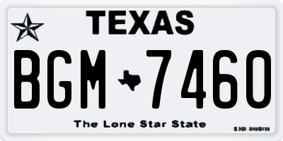 TX license plate BGM7460