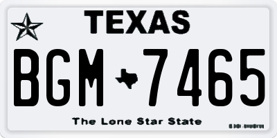 TX license plate BGM7465
