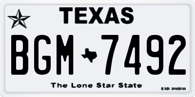 TX license plate BGM7492