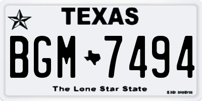 TX license plate BGM7494