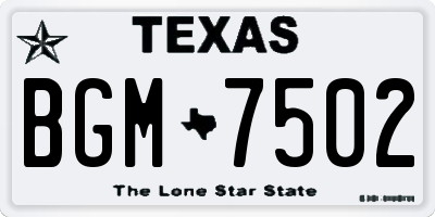 TX license plate BGM7502