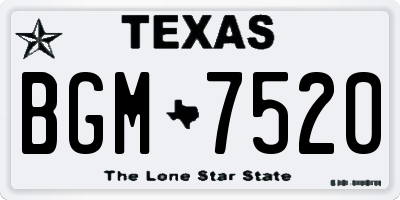 TX license plate BGM7520