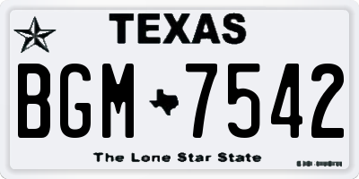 TX license plate BGM7542