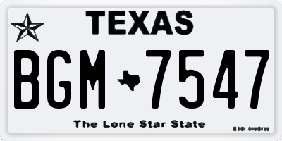 TX license plate BGM7547