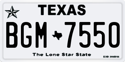 TX license plate BGM7550