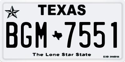 TX license plate BGM7551