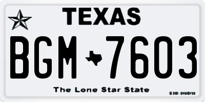 TX license plate BGM7603