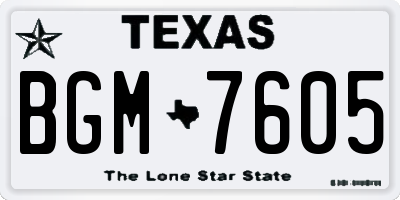 TX license plate BGM7605