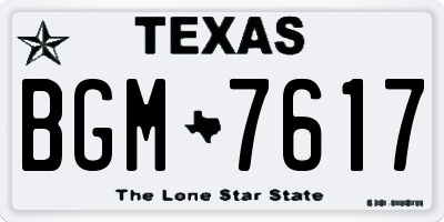 TX license plate BGM7617