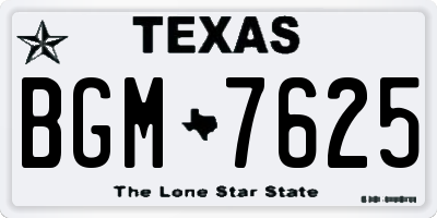 TX license plate BGM7625