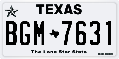 TX license plate BGM7631