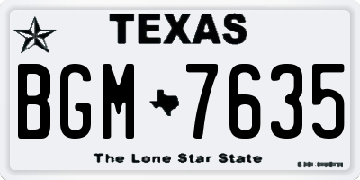 TX license plate BGM7635