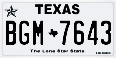 TX license plate BGM7643