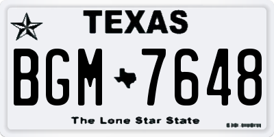 TX license plate BGM7648
