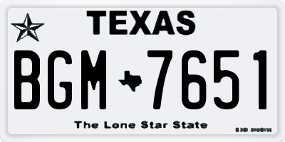 TX license plate BGM7651