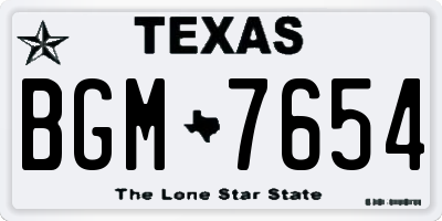 TX license plate BGM7654
