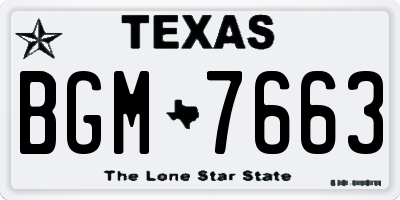 TX license plate BGM7663