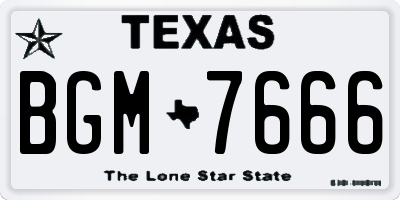 TX license plate BGM7666