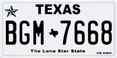 TX license plate BGM7668