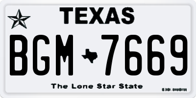 TX license plate BGM7669