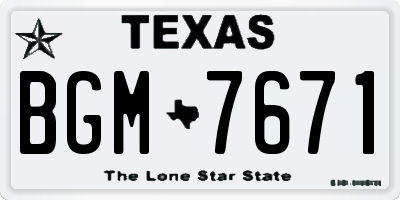 TX license plate BGM7671