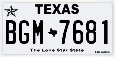 TX license plate BGM7681