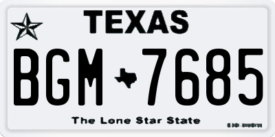 TX license plate BGM7685