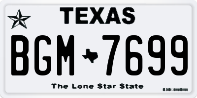 TX license plate BGM7699