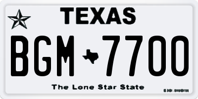 TX license plate BGM7700