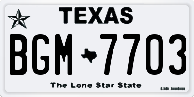 TX license plate BGM7703