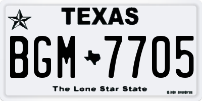 TX license plate BGM7705