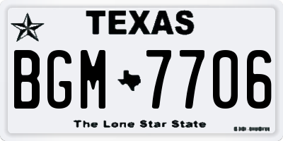 TX license plate BGM7706