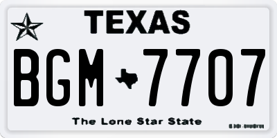 TX license plate BGM7707