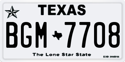 TX license plate BGM7708