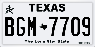 TX license plate BGM7709