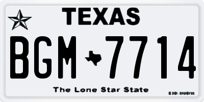 TX license plate BGM7714