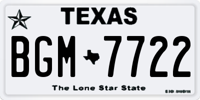 TX license plate BGM7722