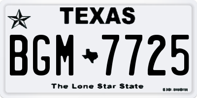 TX license plate BGM7725