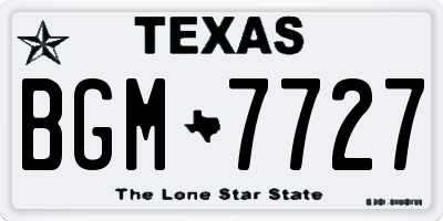 TX license plate BGM7727