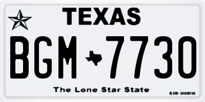TX license plate BGM7730