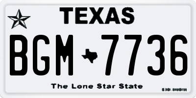 TX license plate BGM7736