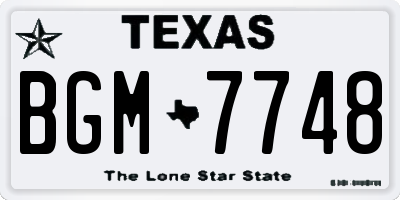 TX license plate BGM7748