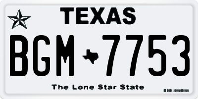 TX license plate BGM7753