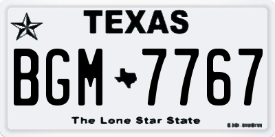 TX license plate BGM7767