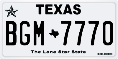 TX license plate BGM7770