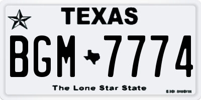 TX license plate BGM7774