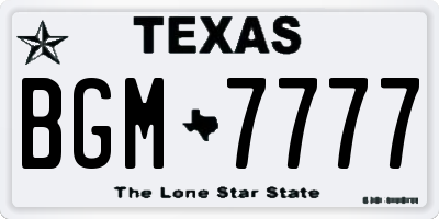 TX license plate BGM7777