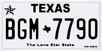 TX license plate BGM7790